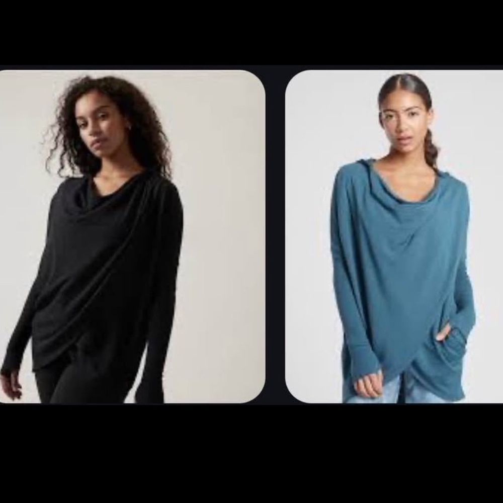 Athleta Purana Wrap Sweatshirt - Yoga Wear - Size Small - Black - Retail $89